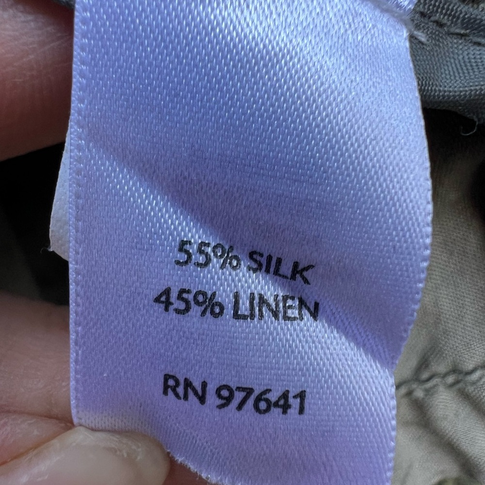 J. JILL Silk and linen Blend Army Olive Green Vest Women’s Small - Picture 5 of 7